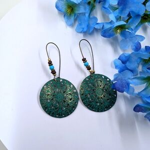 Gorgeous Oxidized Copper Vintage Dangle Earrings